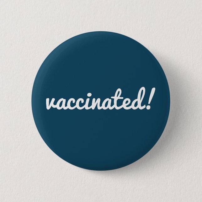 Vaccinated | Covid-19 Navy Blue Vaccine Corona 2 Inch Round Button (Front)