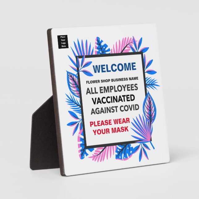  Vaccinated Employees Logo Business Wear Mask Plaque (Front)