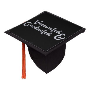Vaccinated & Graduated Glitter Graduation Cap Topper