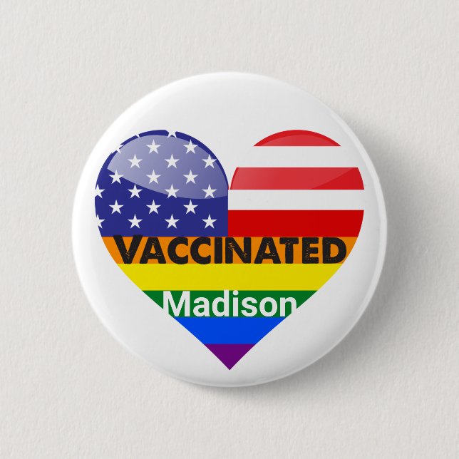 Vaccinated Heart 2 Inch Round Button (Front)