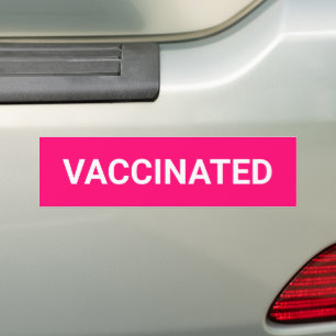 Vaccinated, hot pink fuchsia white customizable bumper sticker