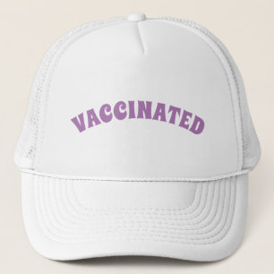 Vaccinated lavender and white trucker hat