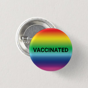 Vaccinated, lgbt pride rainbow colours pin button