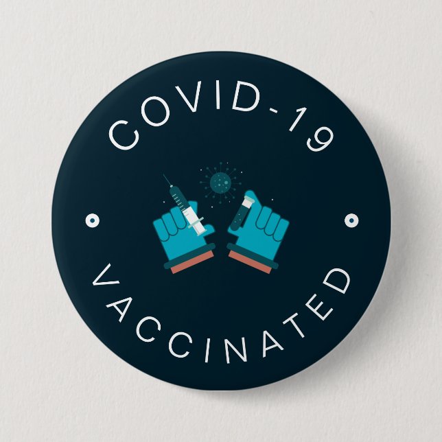 Vaccinated Modern Health Care Motivational Teal   3 Inch Round Button (Front)