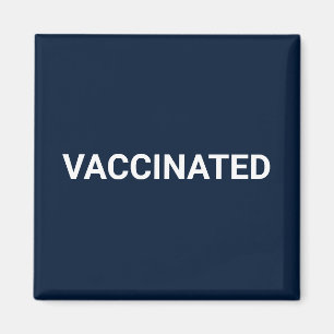 Vaccinated, navy blue white customizable magnet