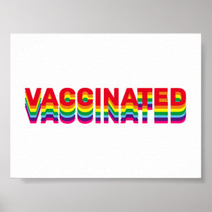 Vaccinated pride lgbt gay rainbow retro colours poster
