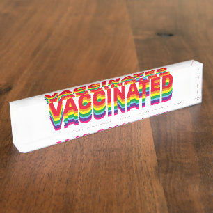 Vaccinated pride lgbt queer gay queer rainbow nameplate