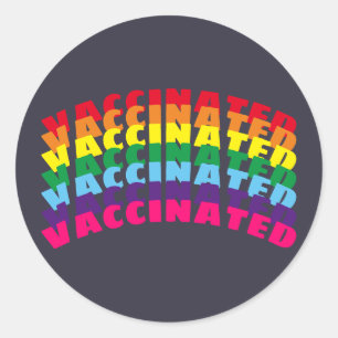 Vaccinated pride rainbow dark navy blue classic round sticker