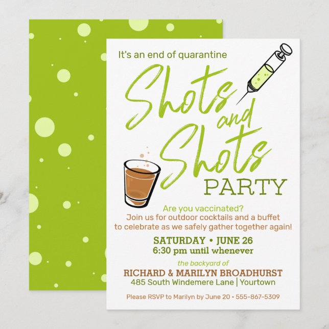 Vaccinated | Shots | End Of Quarantine Party Invitation (Front/Back)