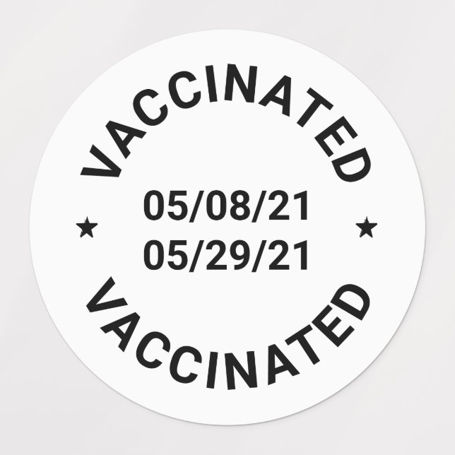 Vaccinated with custom dates and text stickers (Design 1)