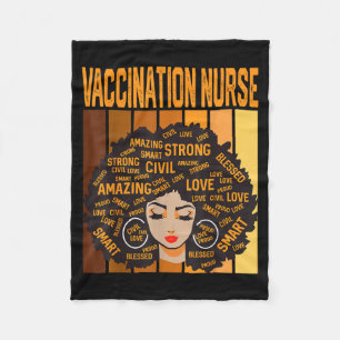 Vaccination Nurse Powerful Black History Month Bla Fleece Blanket