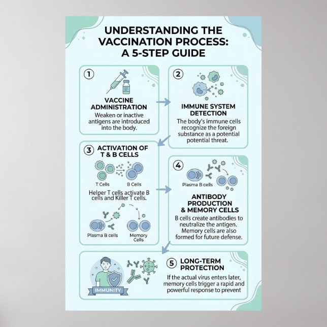 Vaccination Process Explained: A 5-Step Immunity Poster (Front)