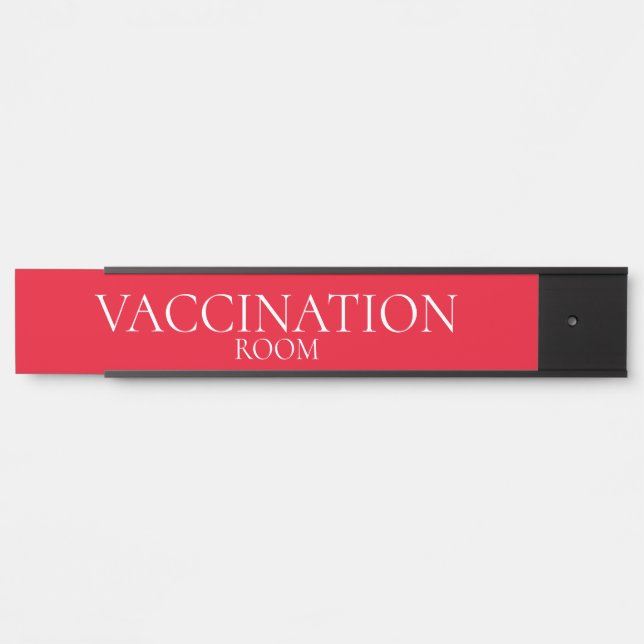 Vaccination Room In Red Background Door Sign (Front)