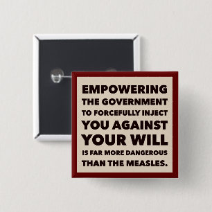 Vaccine debate 2 inch square button