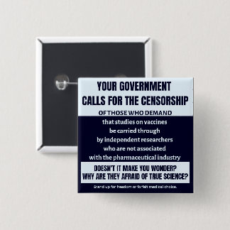 Vaccine debate 2 inch square button