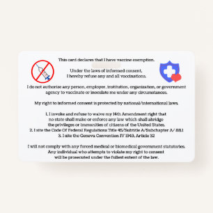 Vaccine Exemption Card Badge
