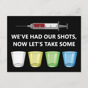 Vaccine Shots Let's Celebrate Funny Party Postcard