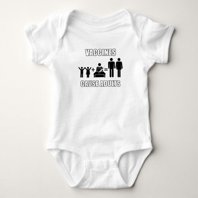 Vaccines cause adults funny science bodysuit (Front)