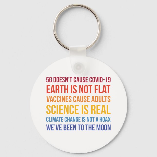 Vaccines Science Climate Change Is Real 5G Covid Keychain (Front)