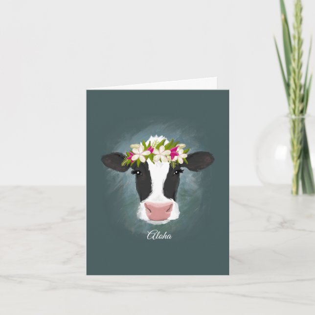 Vache Aloha - Carte de note personnalisée (Devant)