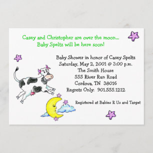 Vache au-dessus des invitations de baby shower de