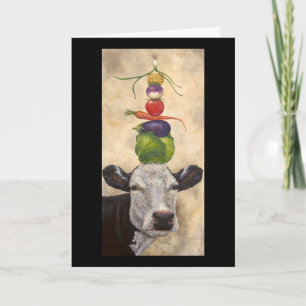 Vache avec carte de voeux légume