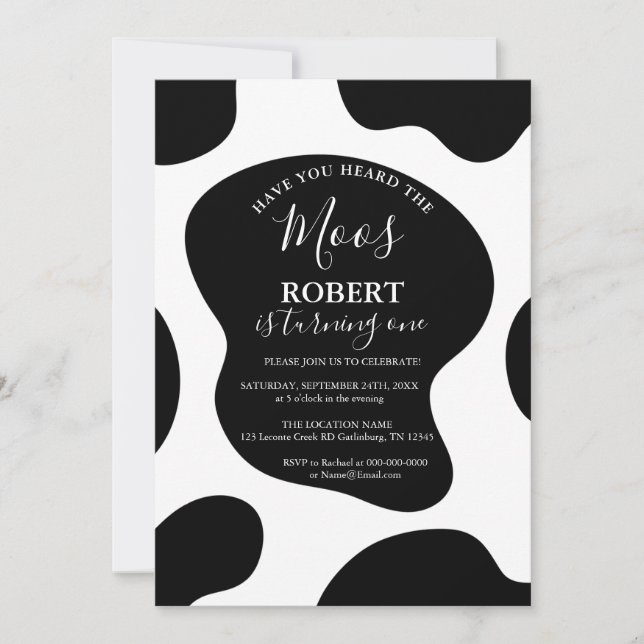 Vache Avez-Vous Entendu Moos Invitation Anniversai (Devant)
