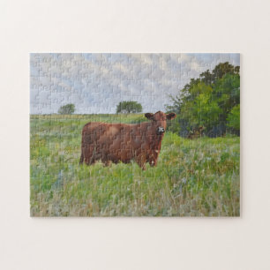 Vache dans le pâturage style ferme Puzzle d'art