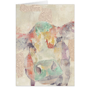 Vache de collage de la ferme aquarelle