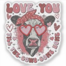 Vache de la Saint-Valentin - Amour - Autocollant d