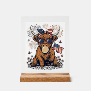 Vache écossaise patriotique Bubblegum Gravure vint