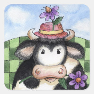 Vache en Casquette - Stickers