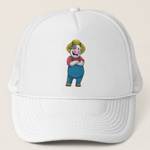 Vache en tant qu'agriculteur avec Casquette
