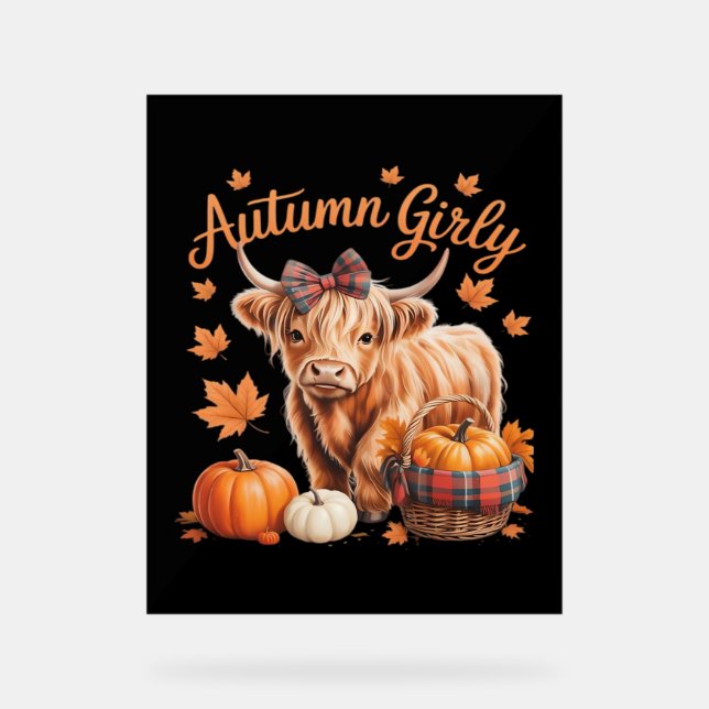 Vache Highland Chute Automne Fille Thanksgiving C (Recto)