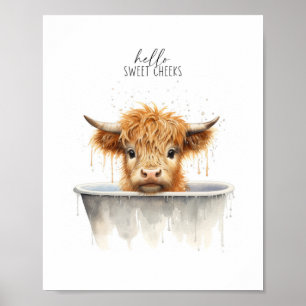 Vache Highland dans la baignoire Art mural imprima