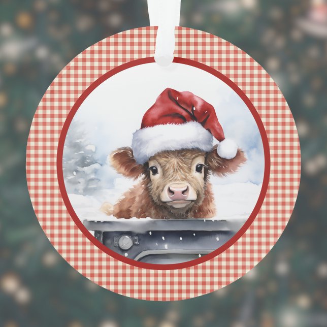 Vache Highland dans la jolie Santa Hat En vichy No (Créateur téléchargé)