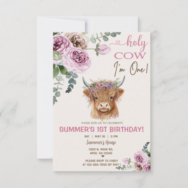 Vache Highland, invitation à l'anniversaire de la  (Devant)