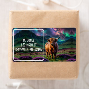 Vache Highland sous les étoiles