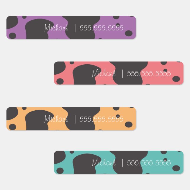 Vache Imprimé Classe Lunch Nom Numéro Étiquette (Groupe)