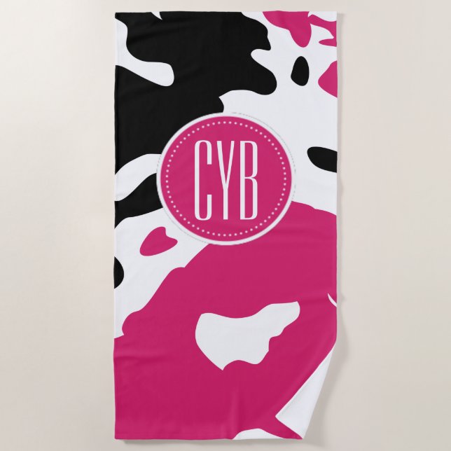 Vache Imprimer Serviette de plage Monogram (Devant)