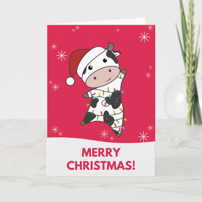 Vache joyeux Noël Animaux d'hiver Carte Vaches (Devant)
