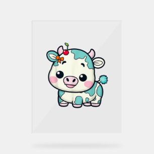 Vache Kawaii adorable avec Cerise et Bow Design _2