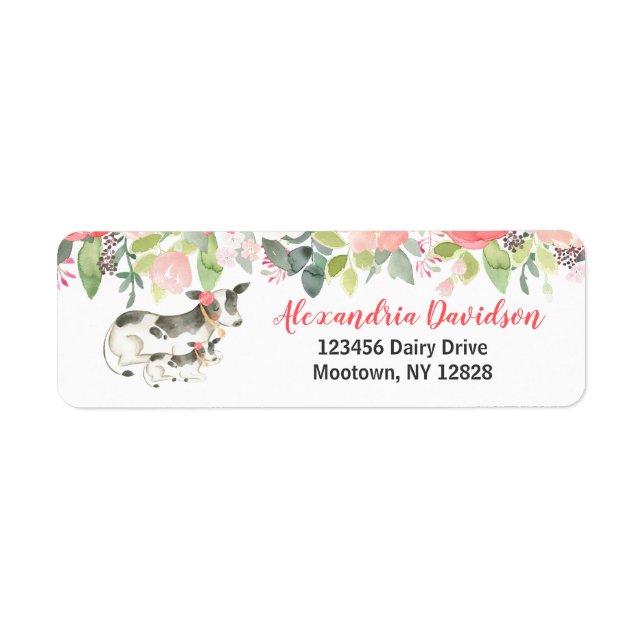 Vache laitière Floral Étiquettes de adresse sur me (Devant)