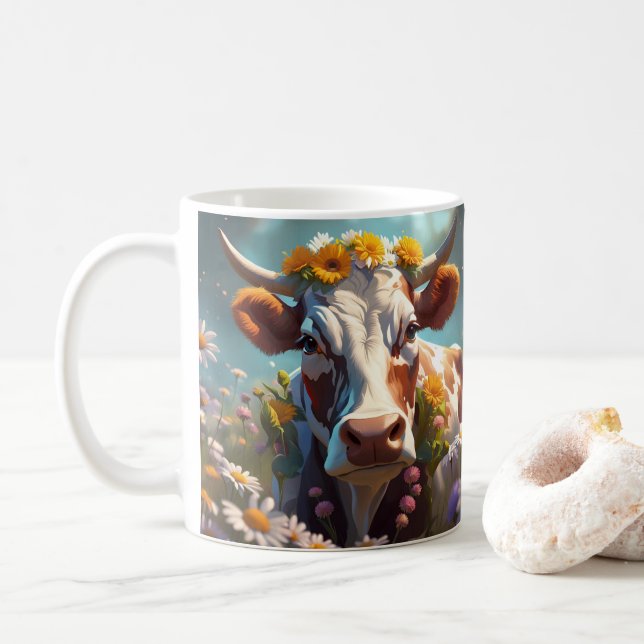 Vache marguerite et Mug de lait (Avec donut)