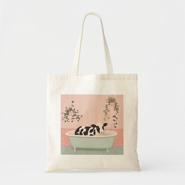 Vache mignonne dans Sac fourre-tout baignoire (Devant)
