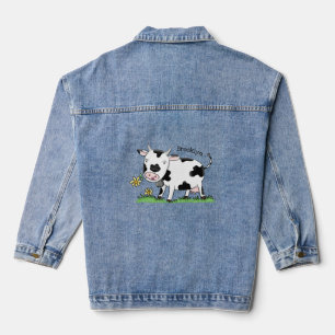Vache mignonne en vert dessin animé sur le terrain