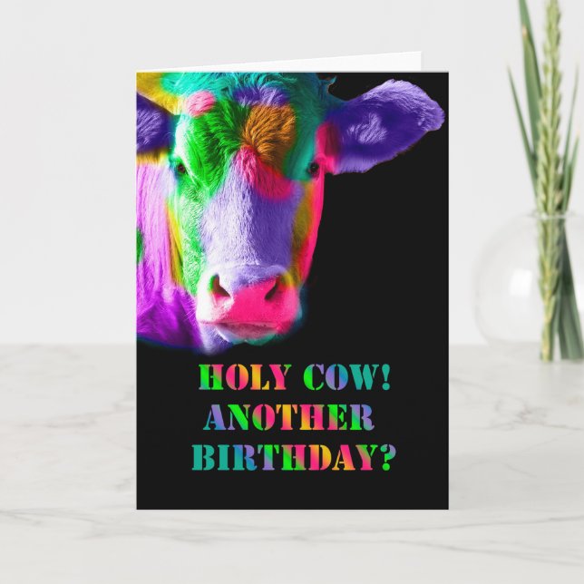 Vache multicolore Carte d'anniversaire de la vache (Devant)