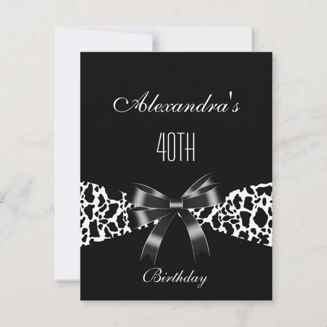 Vache Noir Blanc 40e anniversaire Invitation (Devant)
