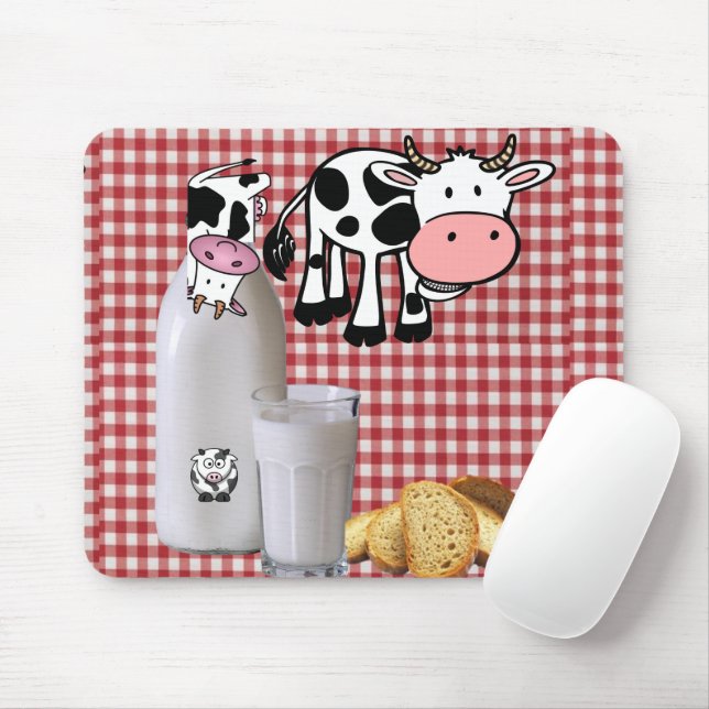 Vache Rouge Lait Plaid Souris Pad! Tapis de souris (Avec souris)