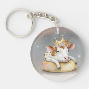 Vache royale rêvant sur un trône de fromage